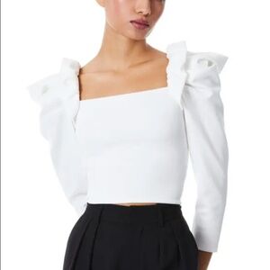 Alice + Olivia Genny Puff Sleeve Crop Top Size 6
